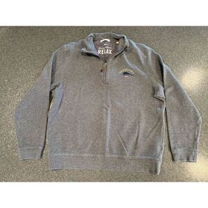 Tommy‎ Bahama Grey Men's Embroidered Marlin Quarter Zip Size Medium